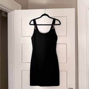Zara Black Mini Dress with Gold Clasps